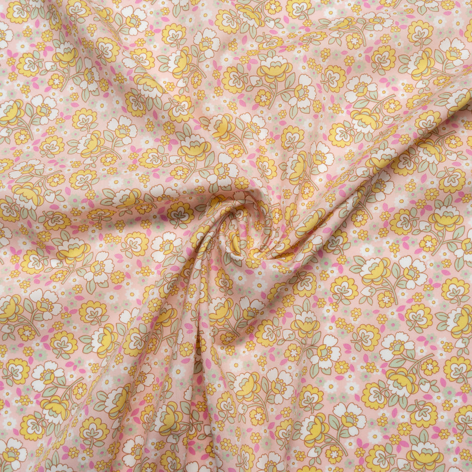 Pink 'Dancing Posies' Liberty Cotton Tana Lawn