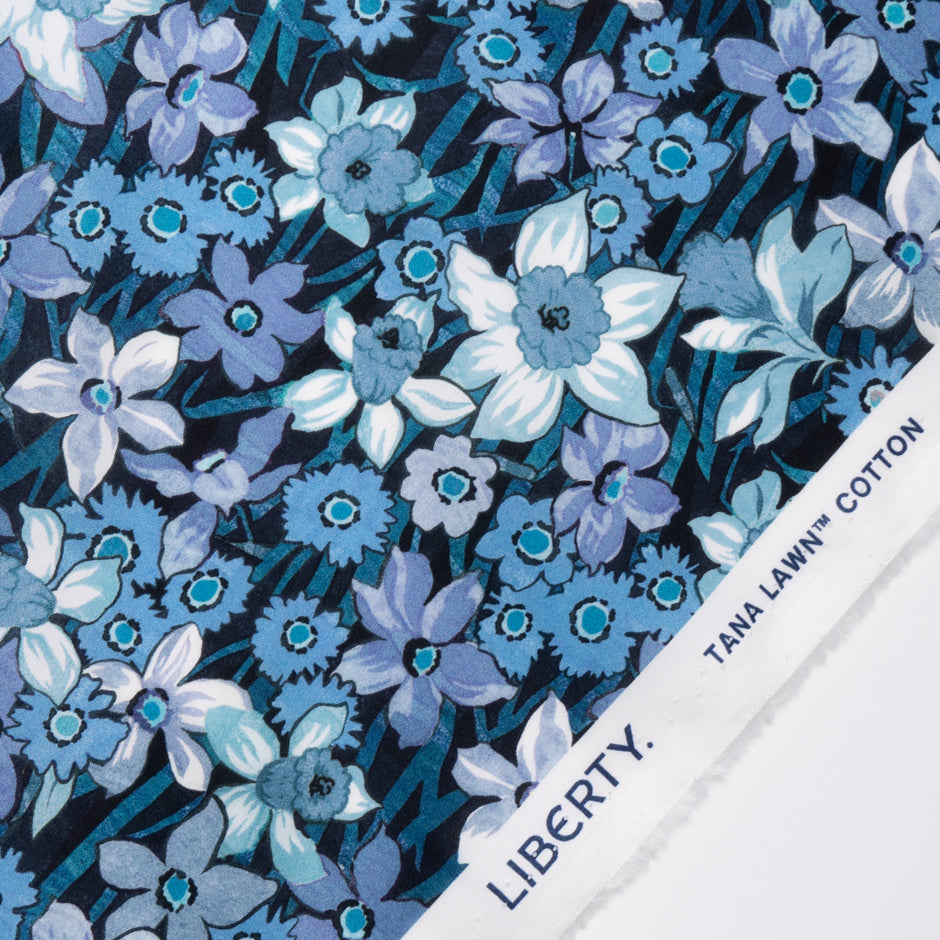 Blue 'Daffodil Days' Liberty Cotton Tana Lawn