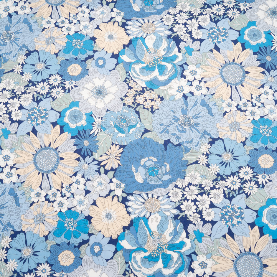 Blue Floral Liberty Cotton Tana Lawn