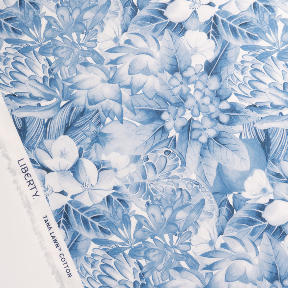 Blue 'Poppy & Freddie' Liberty Cotton Tana Lawn
