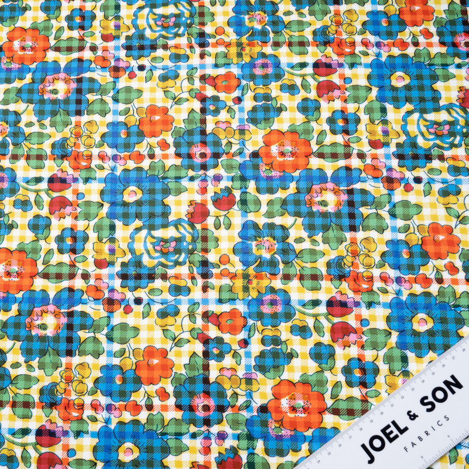 Yellow 'Betsy Check' Liberty Cotton Tana Lawn
