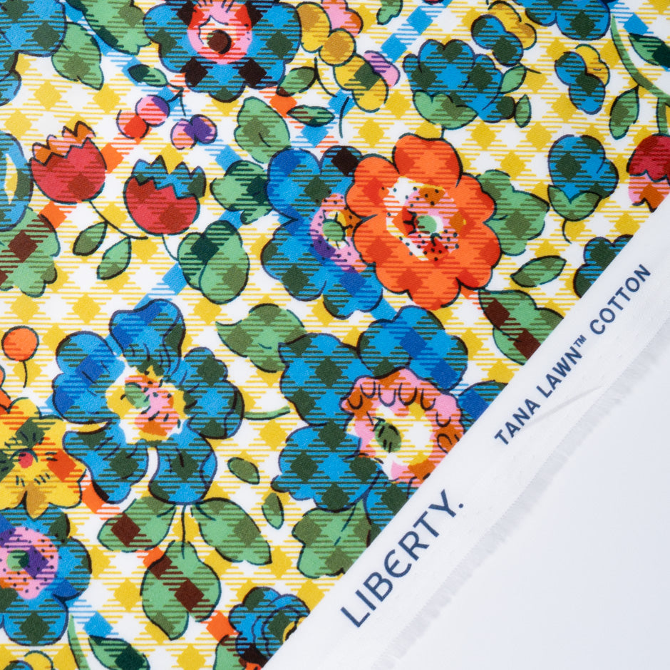 Yellow 'Betsy Check' Liberty Cotton Tana Lawn