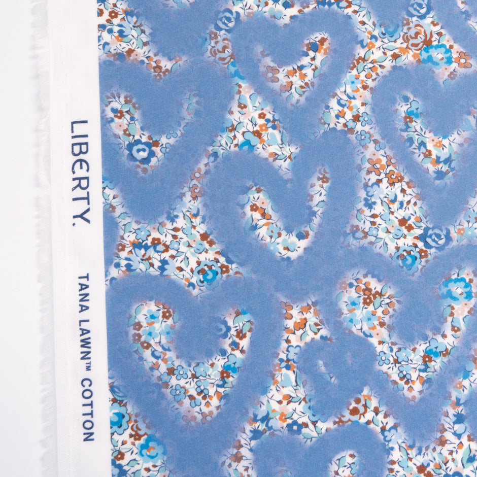 Blue 'Love Emma and Georgina' Liberty Cotton Tana Lawn