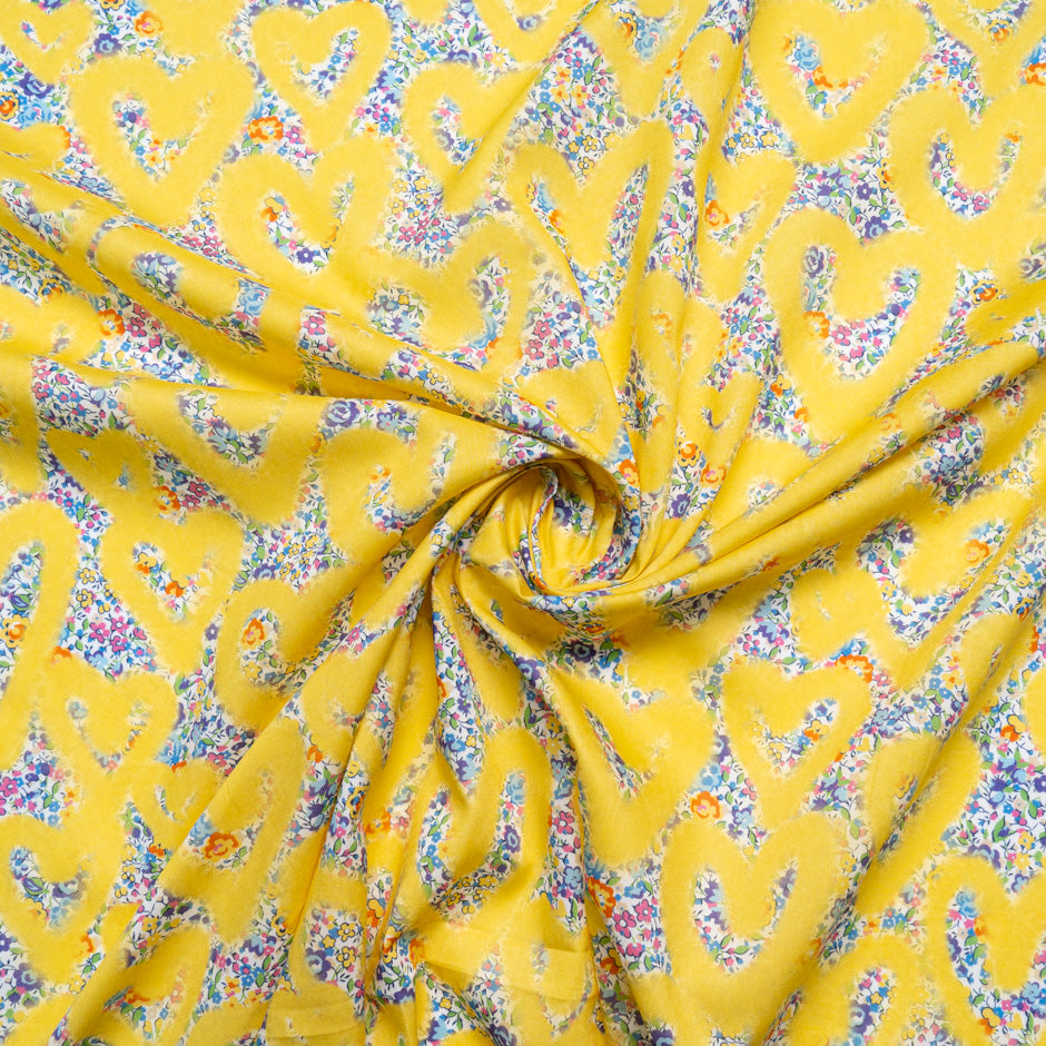 Yellow 'Love Emma and Georgina' Liberty Cotton Tana Lawn
