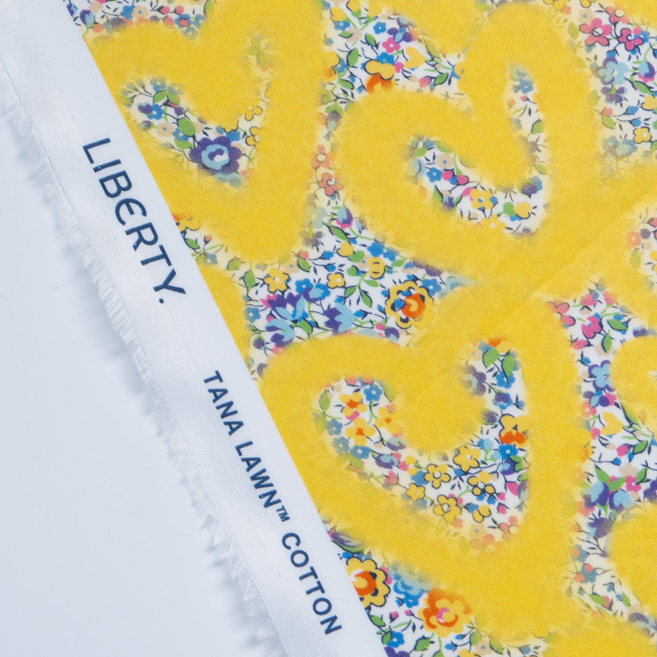 Yellow 'Love Emma and Georgina' Liberty Cotton Tana Lawn