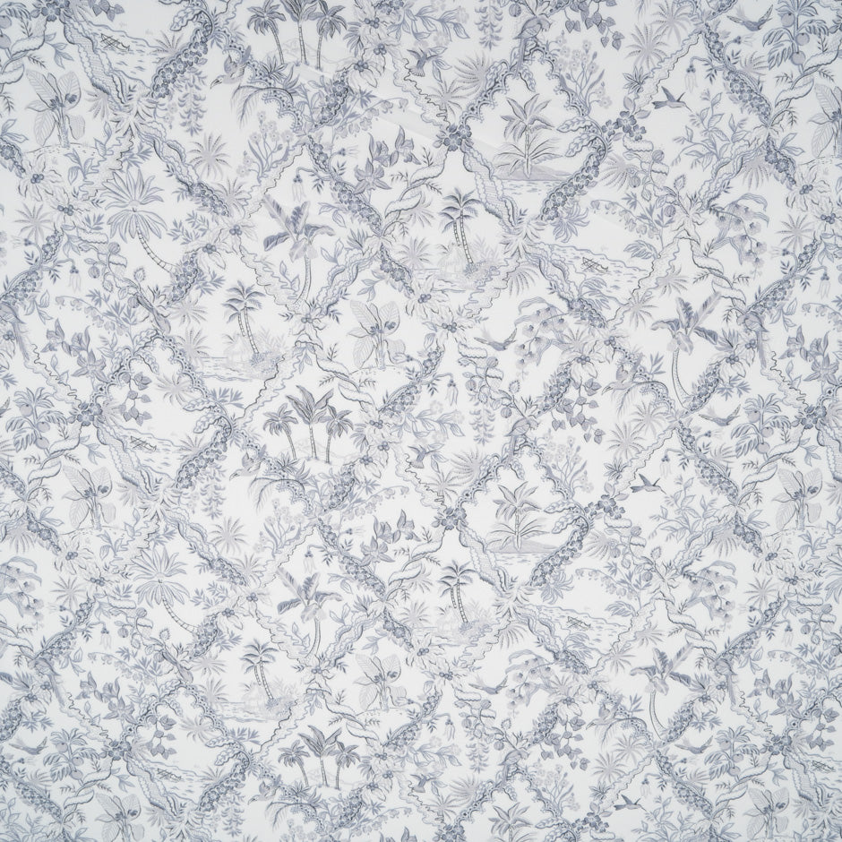 Grey 'Tropical Toile' Liberty Cotton Tana Lawn