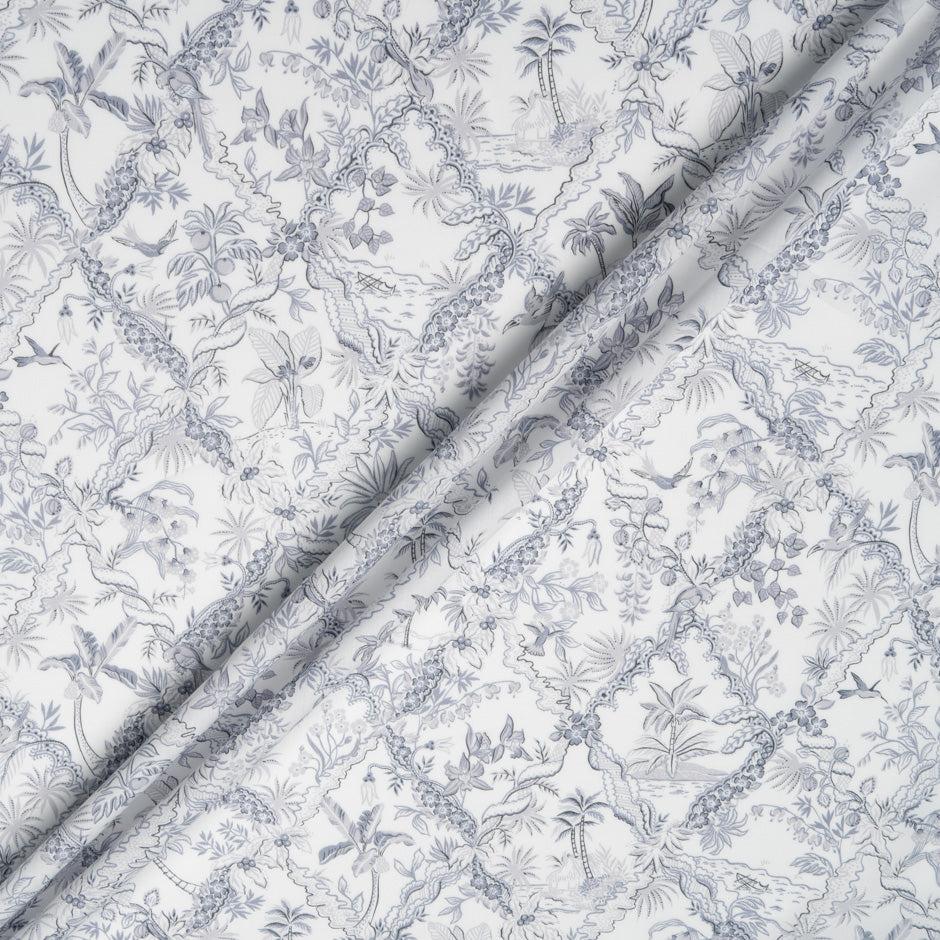 Grey 'Tropical Toile' Liberty Cotton Tana Lawn