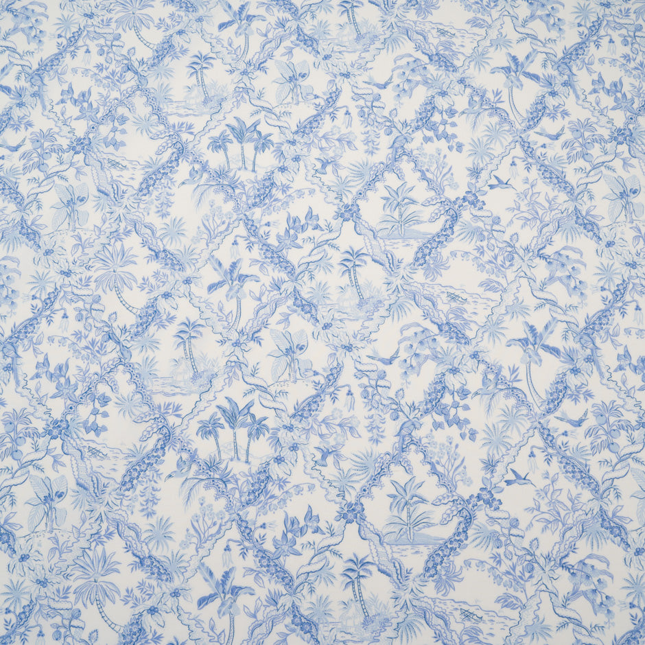 Blue 'Tropical Toile' Liberty Cotton Tana Lawn