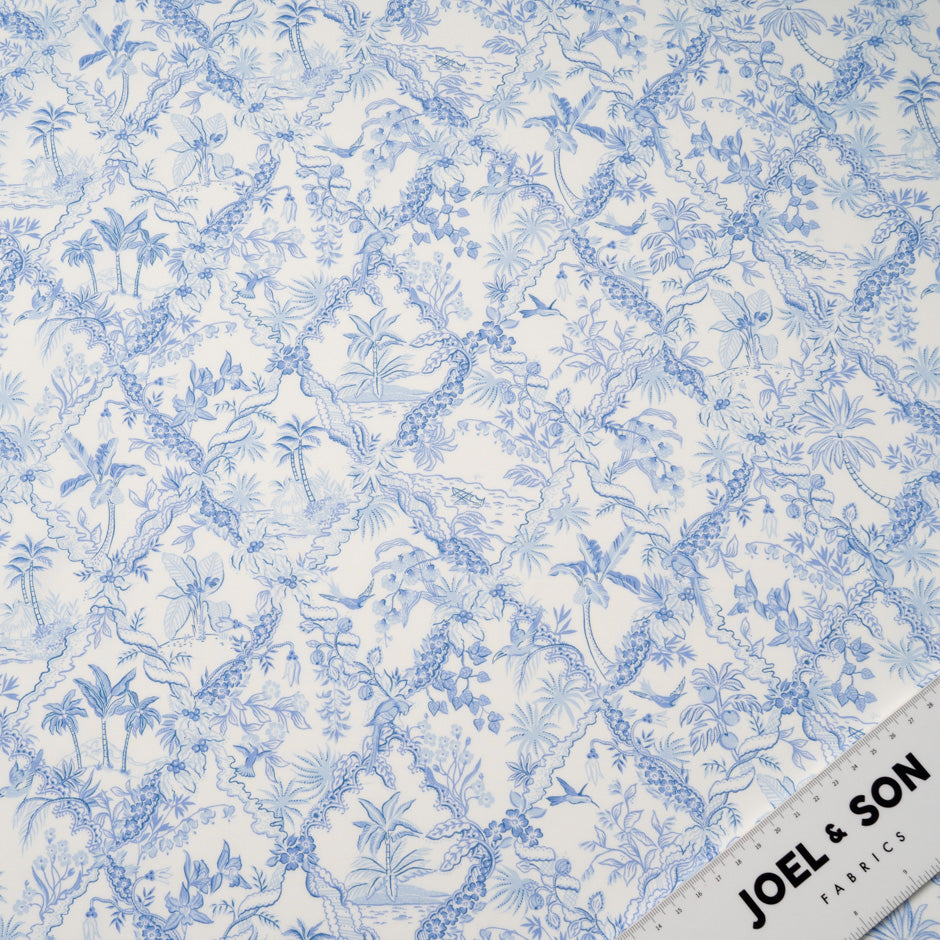 Blue 'Tropical Toile' Liberty Cotton Tana Lawn