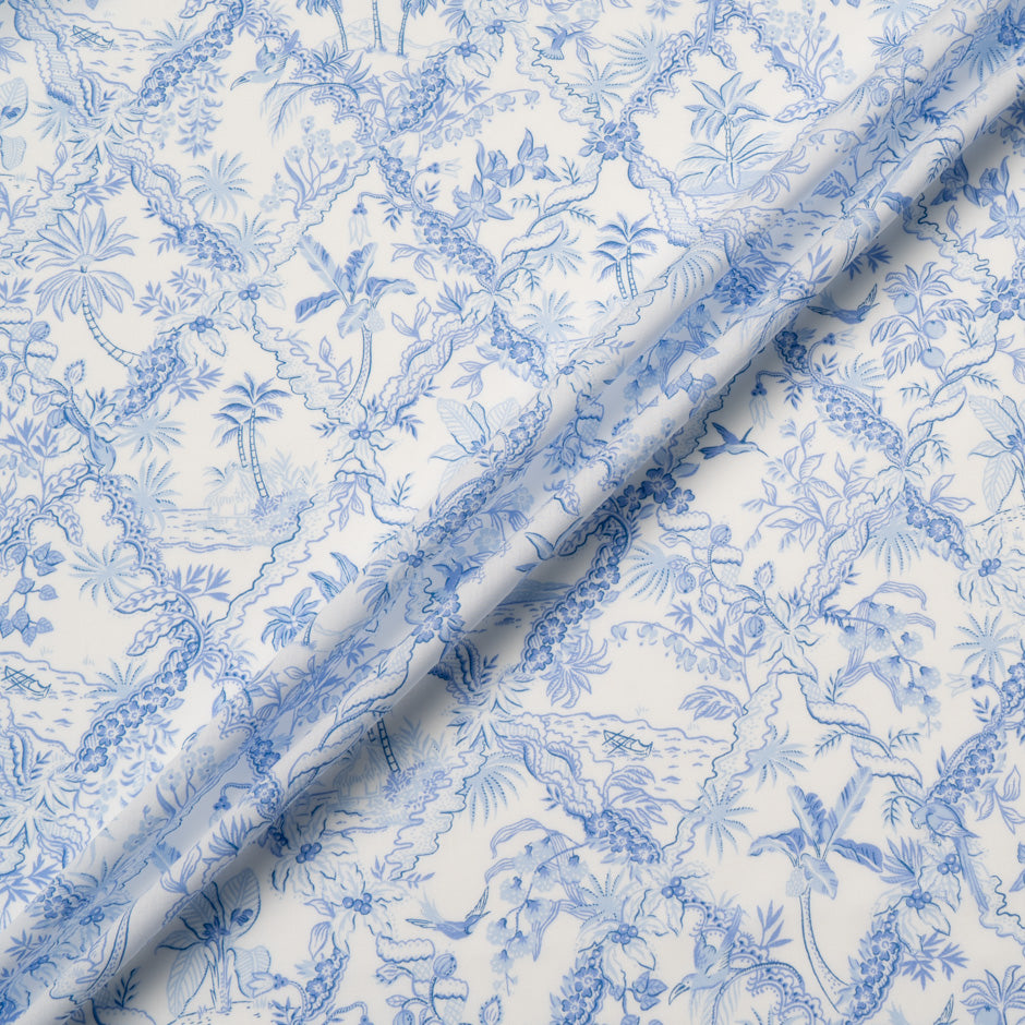 Blue 'Tropical Toile' Liberty Cotton Tana Lawn
