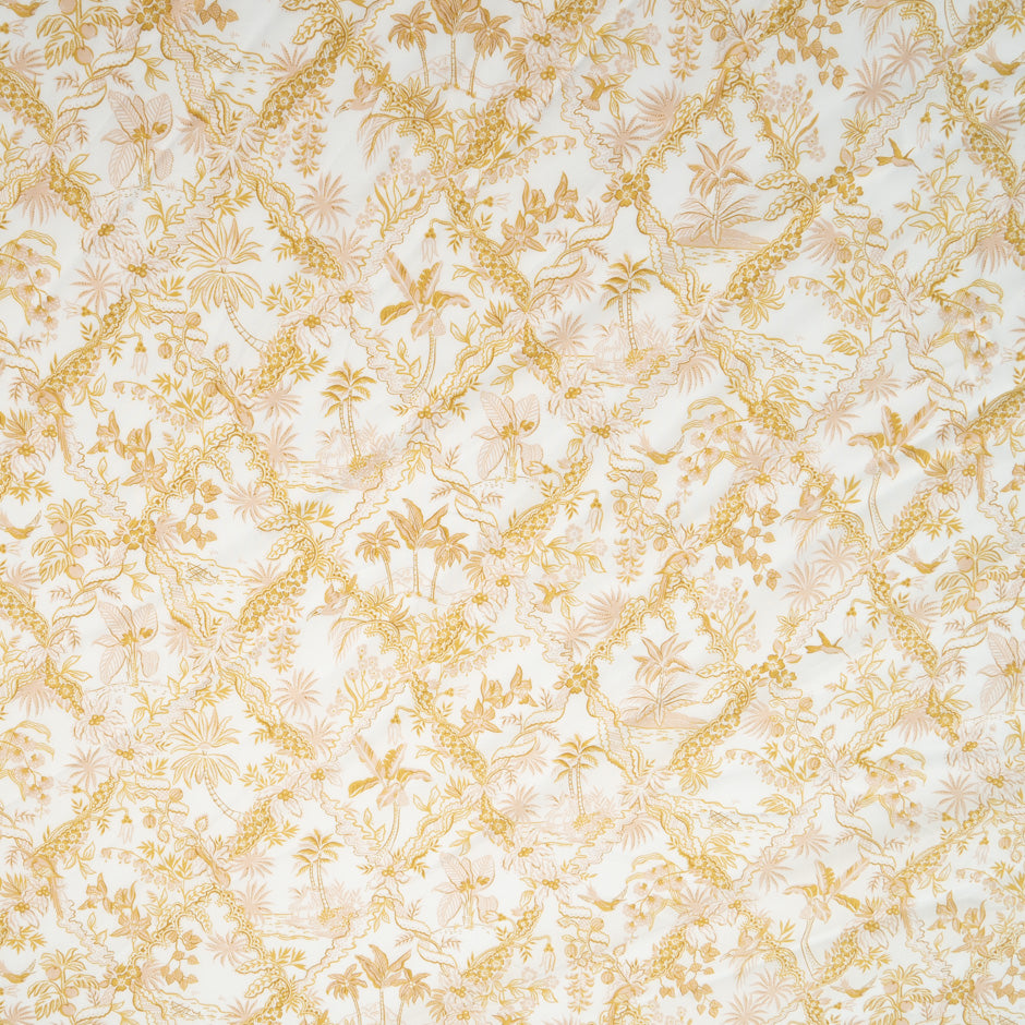 Yellow 'Tropical Toile' Liberty Cotton Tana Lawn