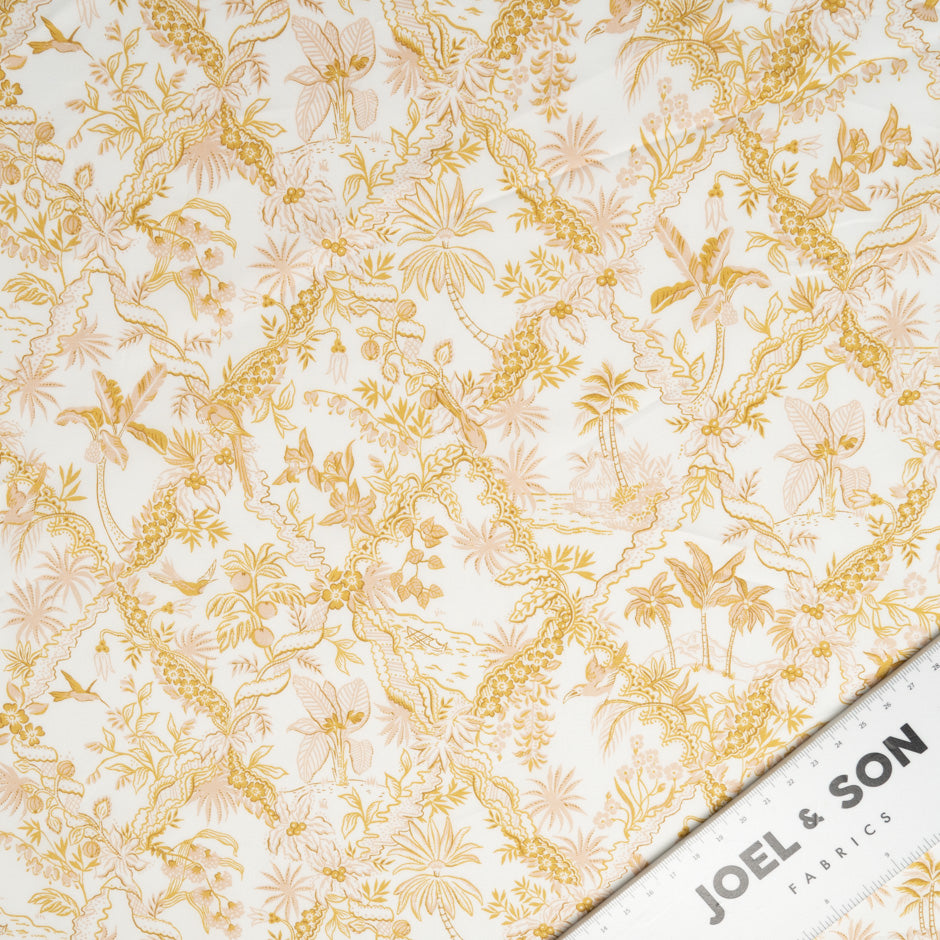 Yellow 'Tropical Toile' Liberty Cotton Tana Lawn