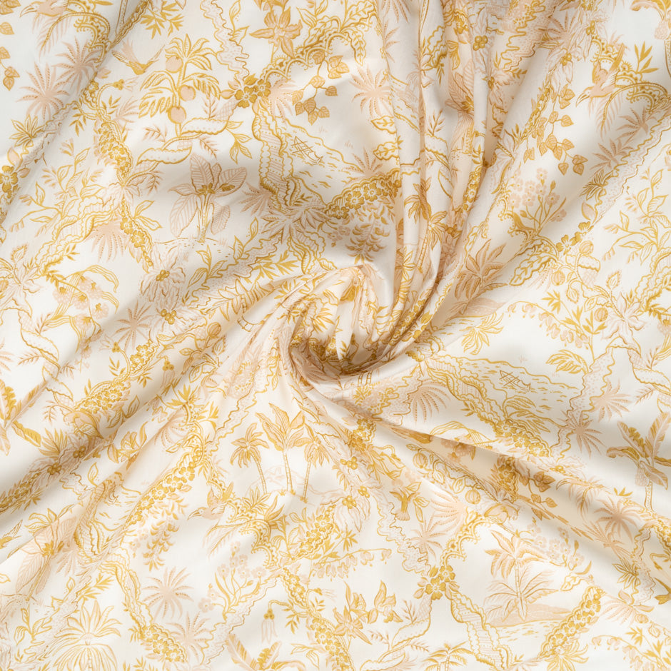 Yellow 'Tropical Toile' Liberty Cotton Tana Lawn