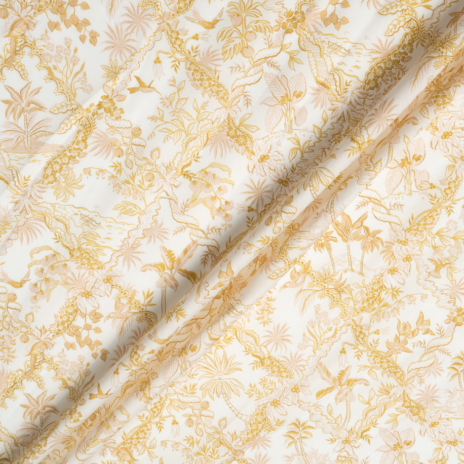 Yellow 'Tropical Toile' Liberty Cotton Tana Lawn