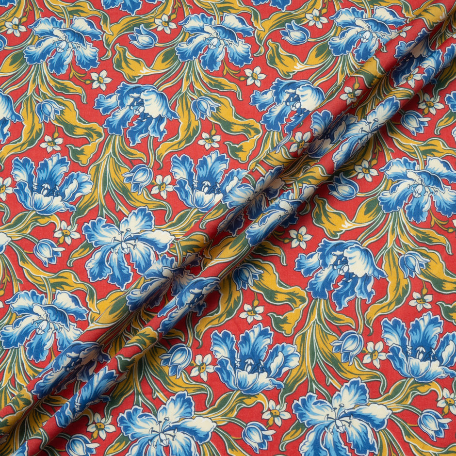 Red 'Archive Tulips' Liberty Cotton Tana Lawn