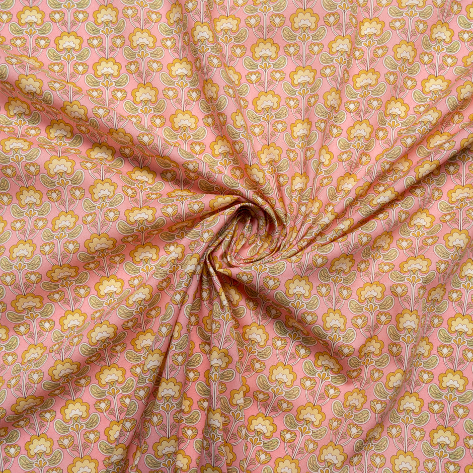 Pink 'Peacock Posy' Floral Liberty Cotton Tana Lawn