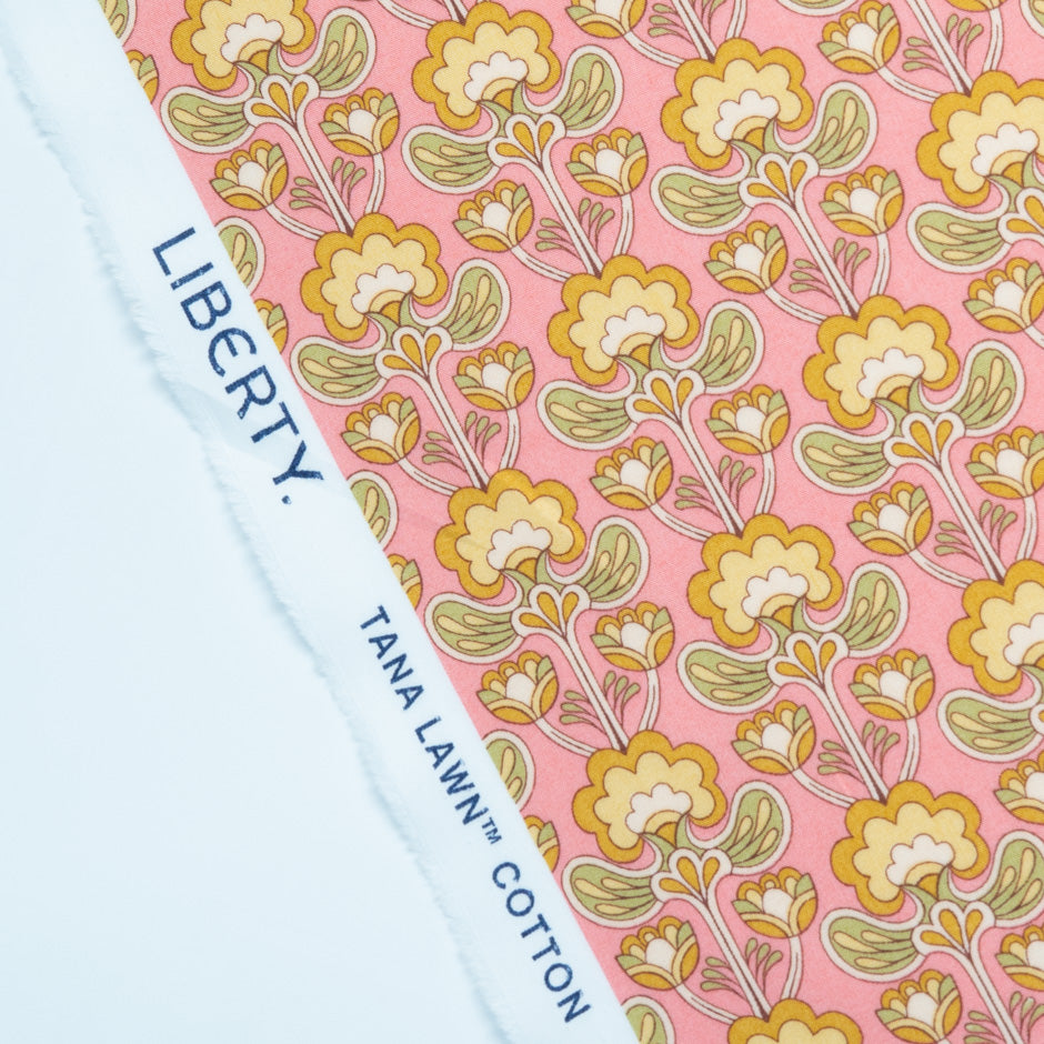 Pink 'Peacock Posy' Floral Liberty Cotton Tana Lawn