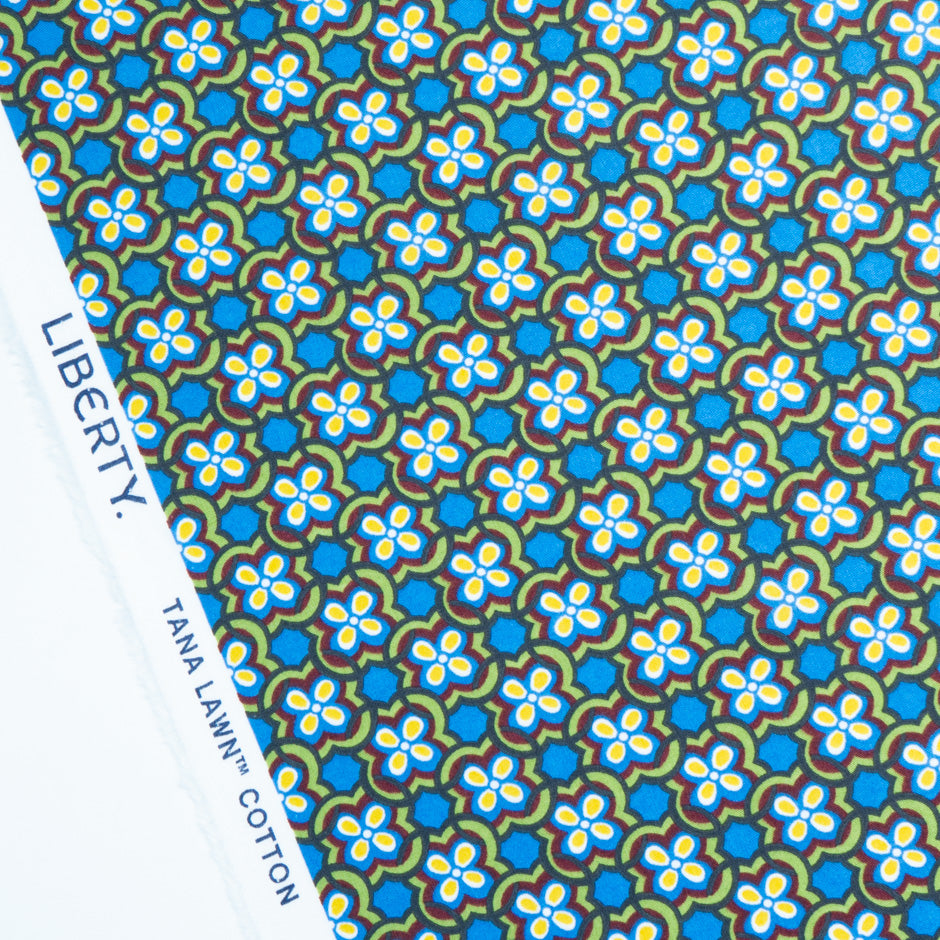 Blue 'Clementine Daisy' Liberty Cotton Tana Lawn