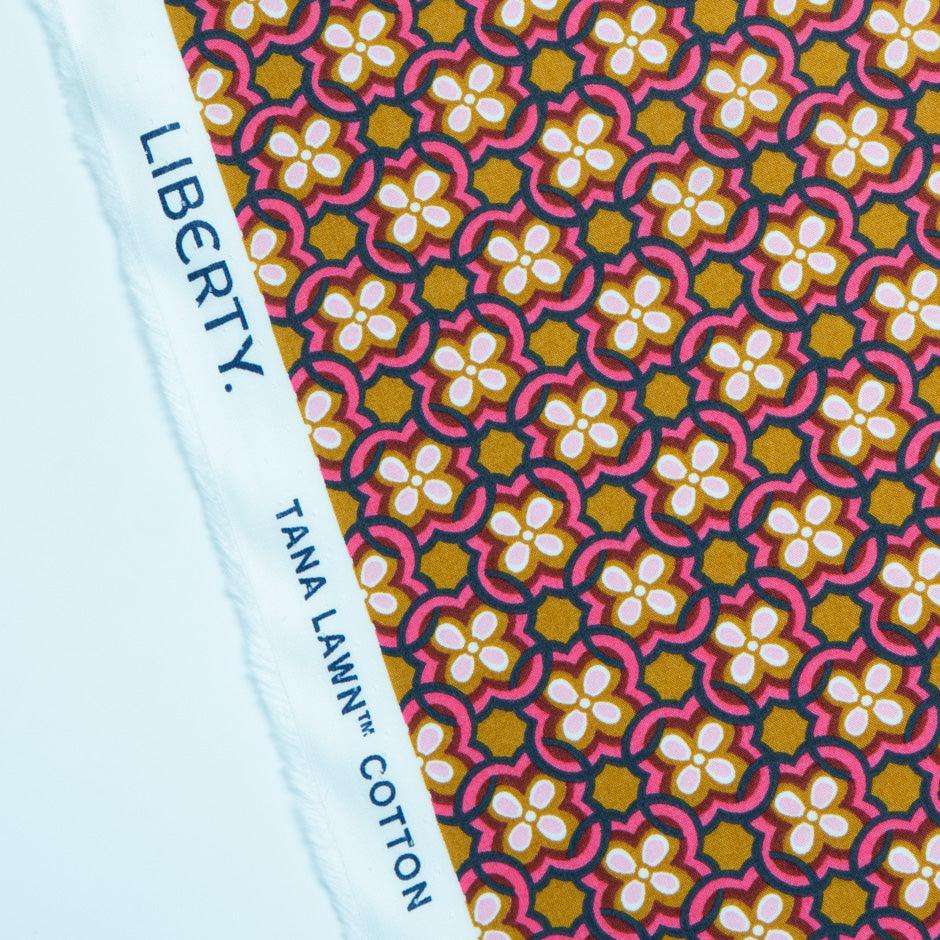 Pink 'Clementine Daisy' Liberty Cotton Tana Lawn