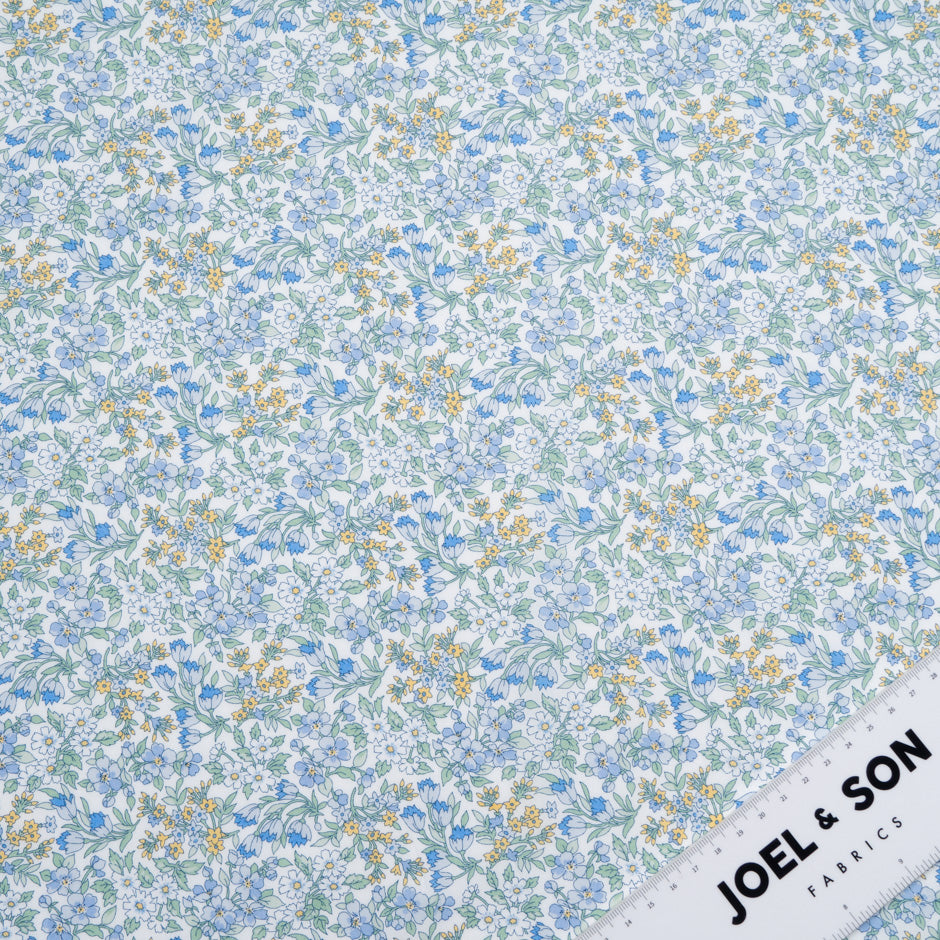 Blue 'Nazanin' Floral Liberty Cotton Tana Lawn