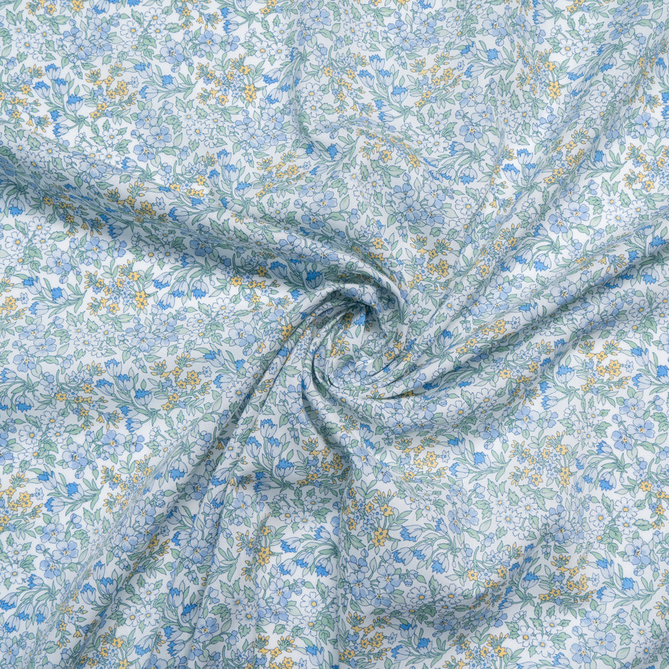 Blue 'Nazanin' Floral Liberty Cotton Tana Lawn