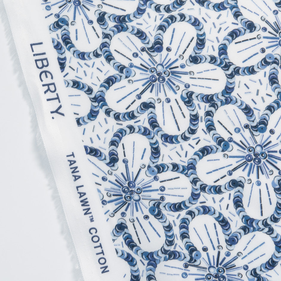Blue 'Sequin Scatter' Liberty Cotton Tana Lawn
