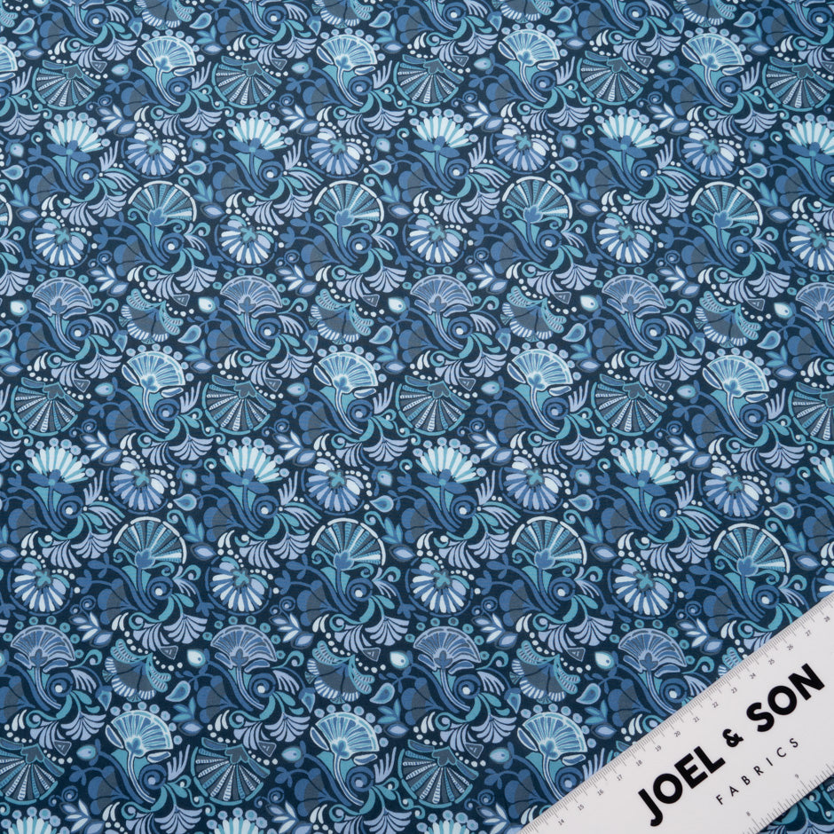 Blue 'Cleopatra Carnival' Liberty Cotton Tana Lawn (A 2.65m Piece)