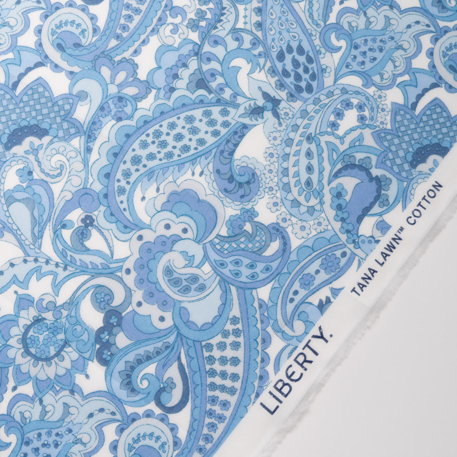 Blue 'Mr Paisley' Liberty Cotton Tana Lawn