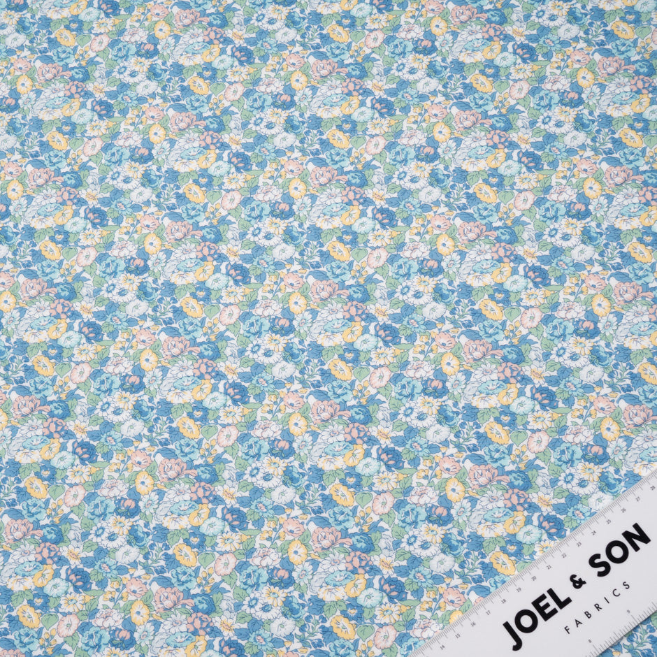 Blue 'Leontyne Dream' Floral Liberty Cotton Tana Lawn