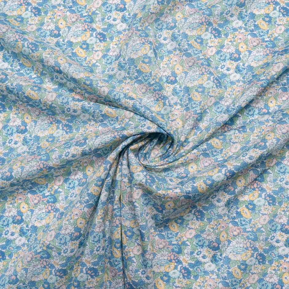 Blue 'Leontyne Dream' Floral Liberty Cotton Tana Lawn