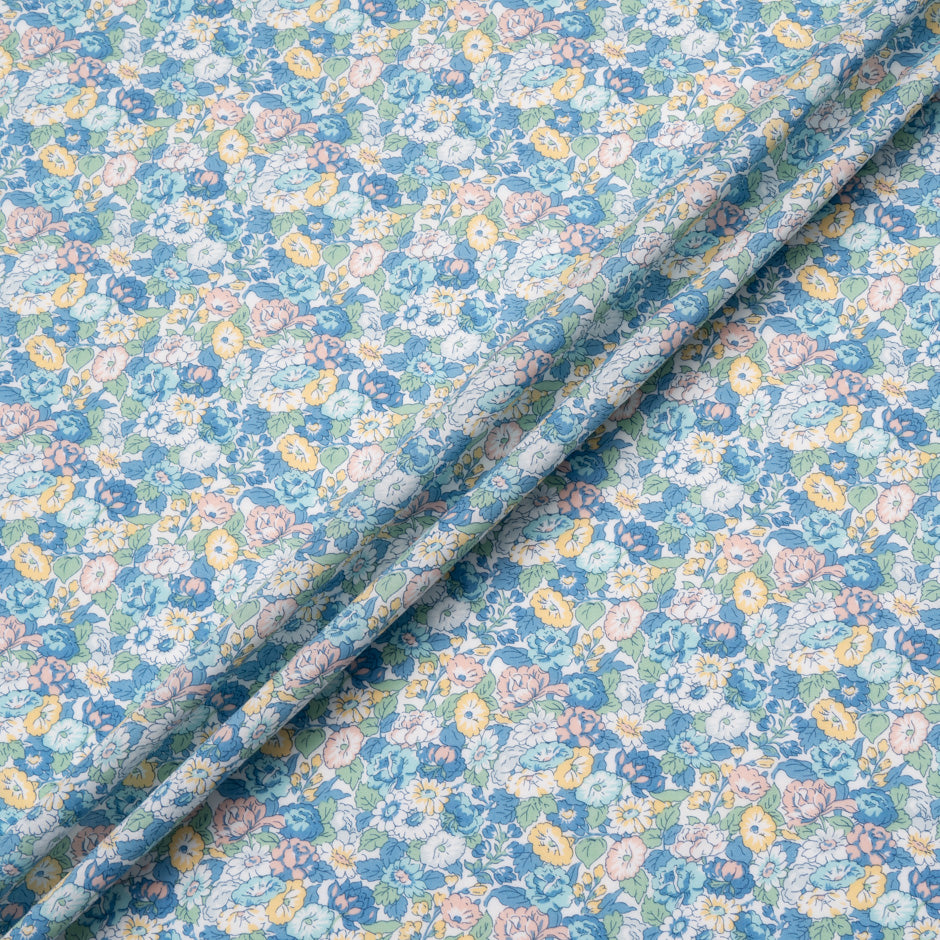 Blue 'Leontyne Dream' Floral Liberty Cotton Tana Lawn