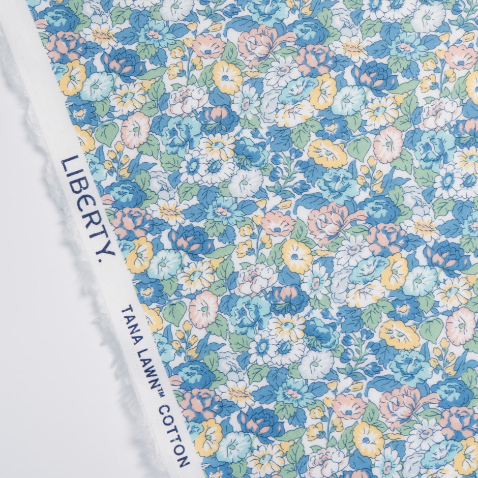 Blue 'Leontyne Dream' Floral Liberty Cotton Tana Lawn