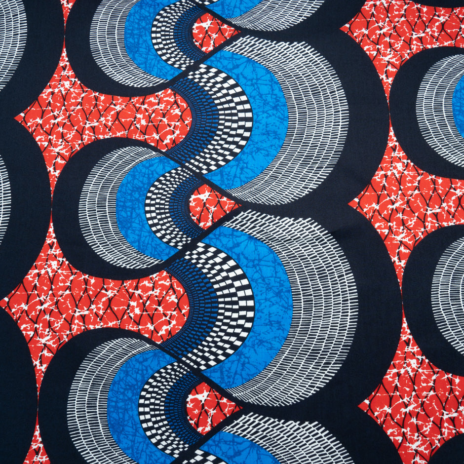 Red & Blue Geometric Printed Pure Cotton