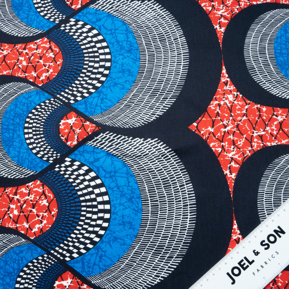 Red & Blue Geometric Printed Pure Cotton