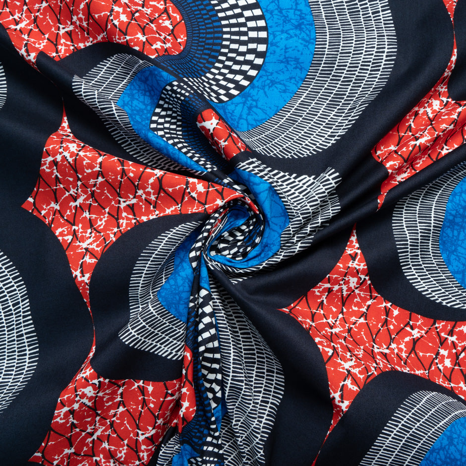 Red & Blue Geometric Printed Pure Cotton