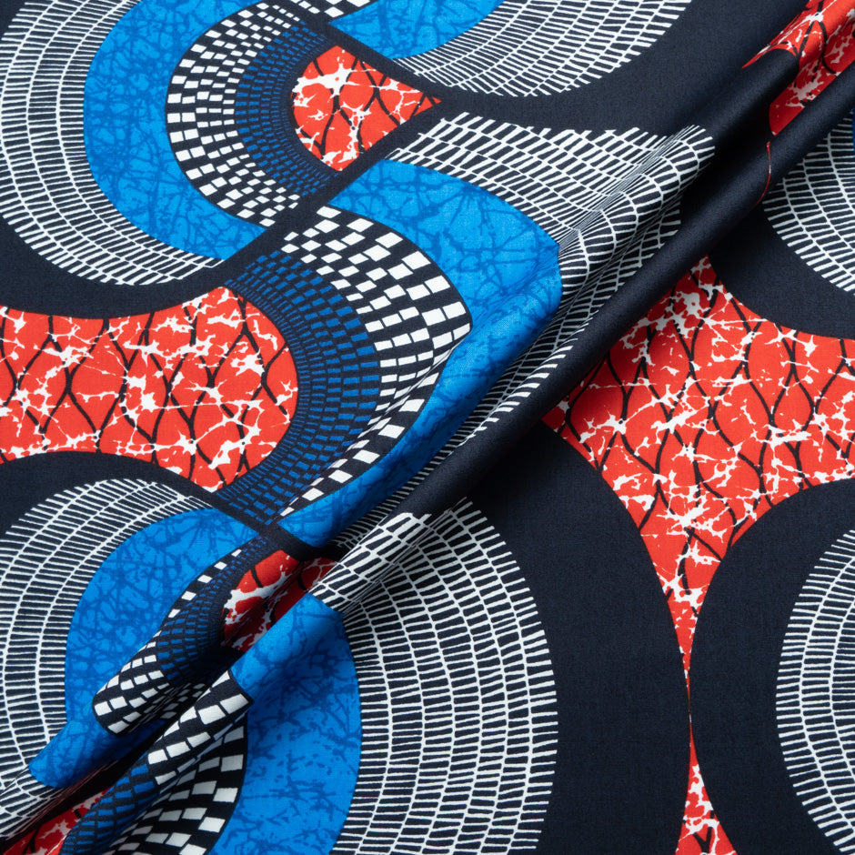 Red & Blue Geometric Printed Pure Cotton