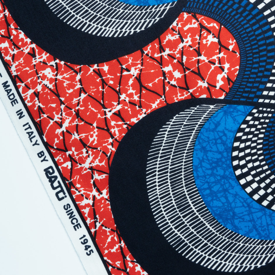 Red & Blue Geometric Printed Pure Cotton