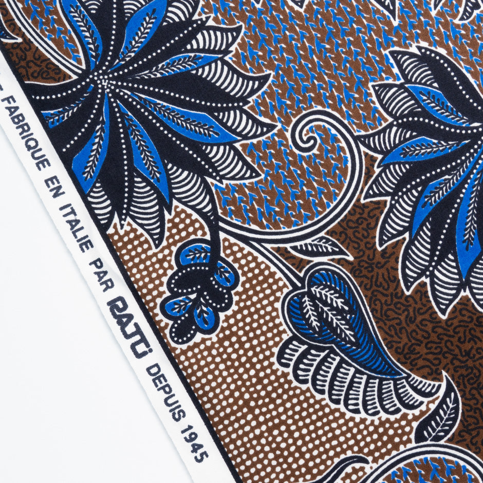 Brown & Blue Geometric Printed Pure Cotton