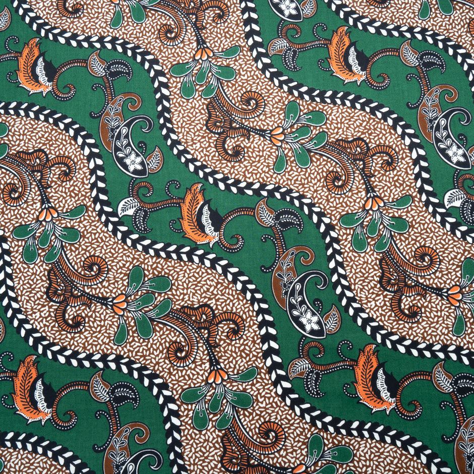 Brown & Green Geometric Printed Pure Cotton