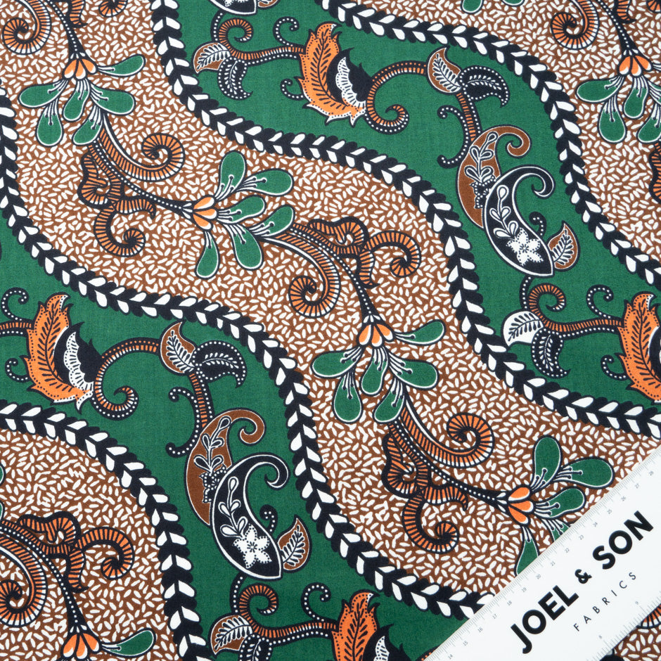 Brown & Green Geometric Printed Pure Cotton