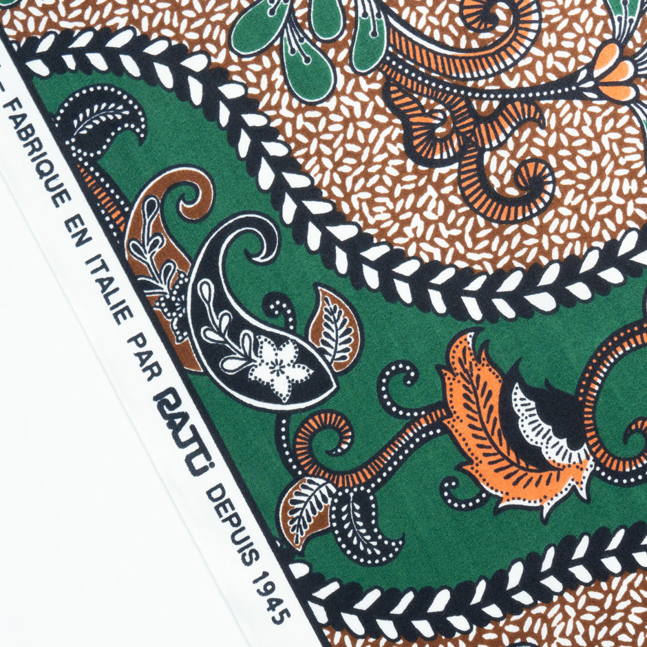 Brown & Green Geometric Printed Pure Cotton