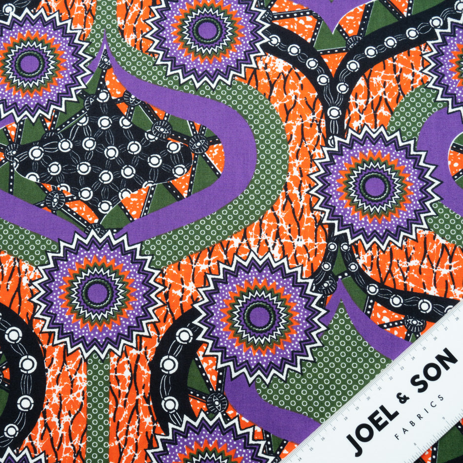 Orange & Purple Geometric Printed Pure Cotton