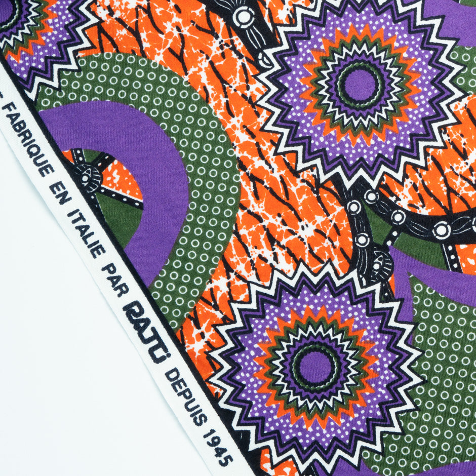 Orange & Purple Geometric Printed Pure Cotton