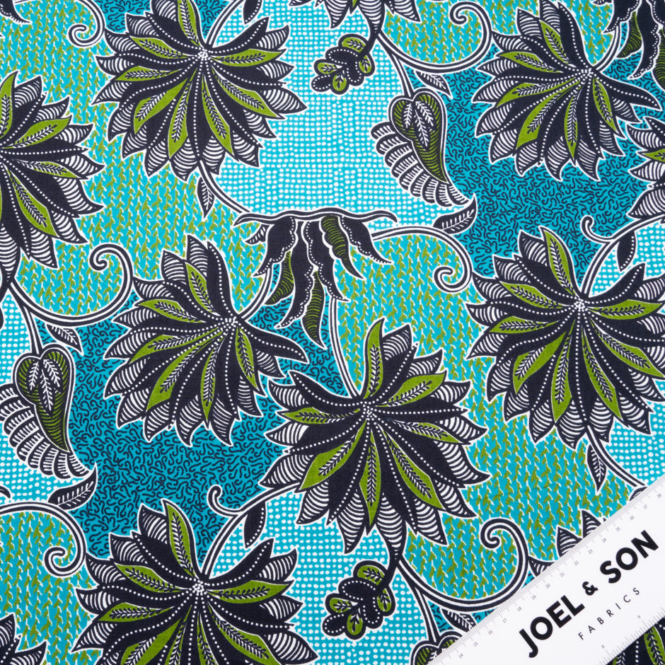 Green & Blue Geometric Printed Pure Cotton