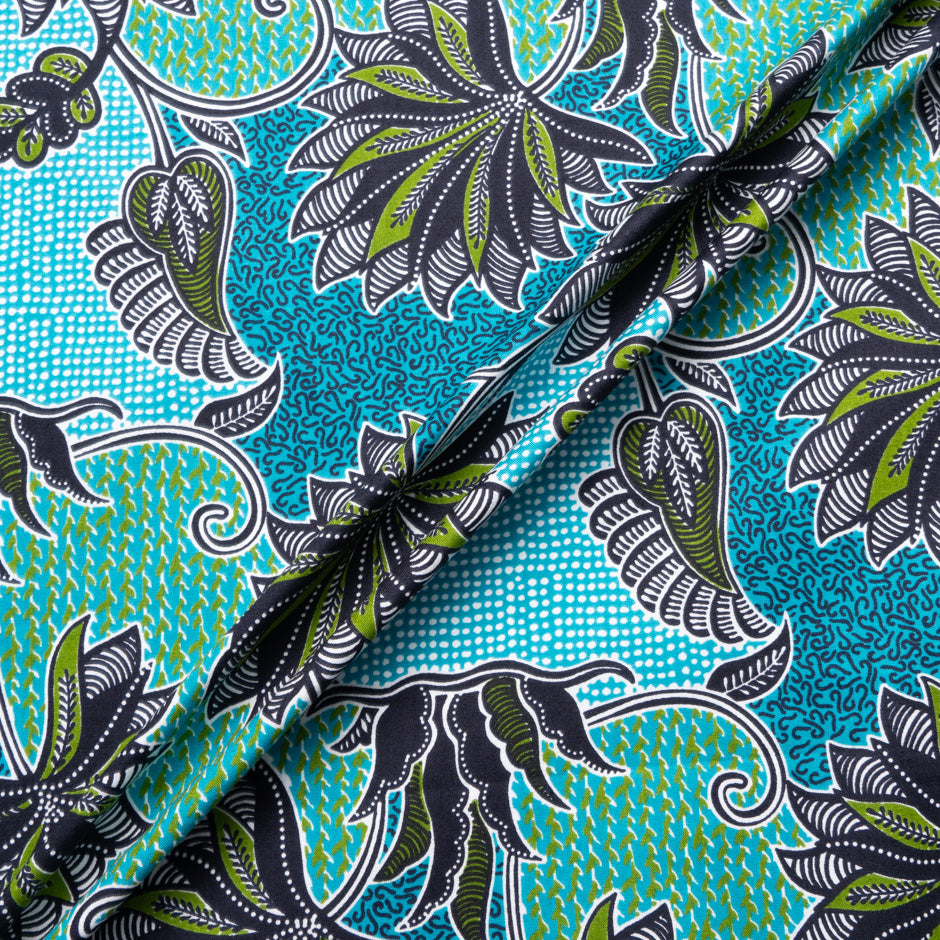 Green & Blue Geometric Printed Pure Cotton