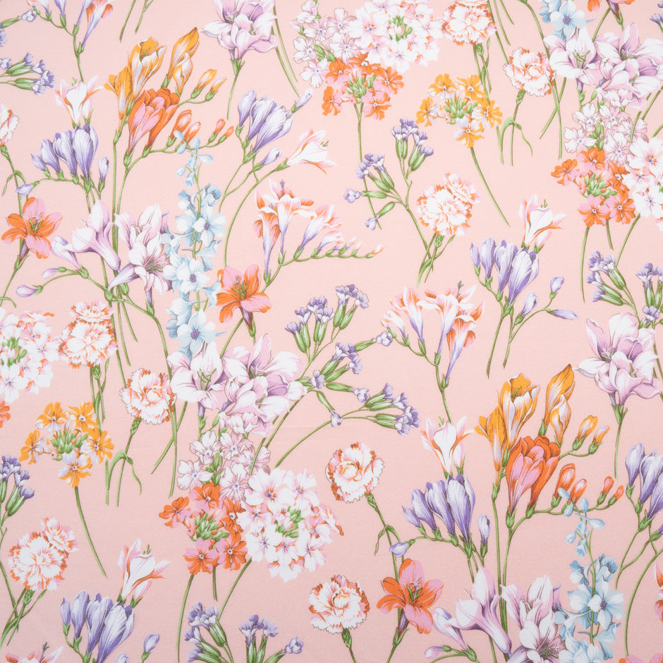 Floral Printed Soft Ballet Pink Cotton Jersey