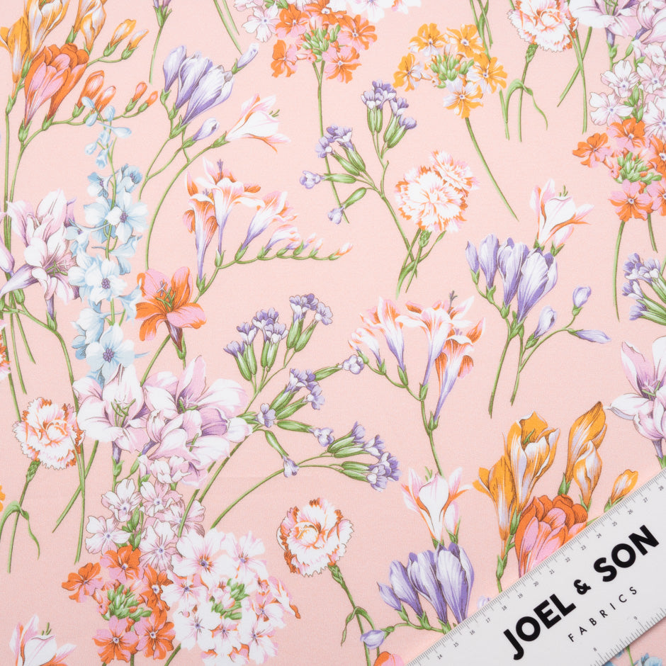 Floral Printed Soft Ballet Pink Cotton Jersey