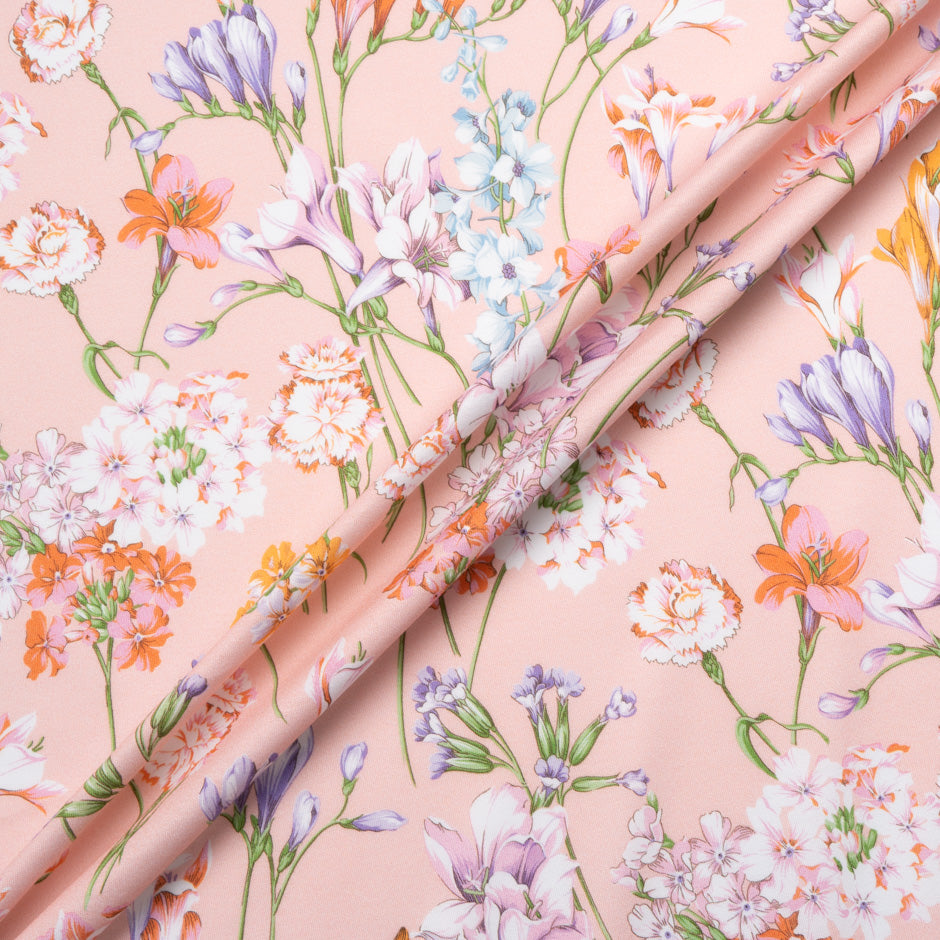 Floral Printed Soft Ballet Pink Cotton Jersey