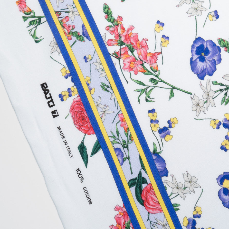 Multi Floral Printed White Cotton Jersey