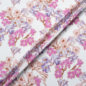 Candy Pink & Lilac Floral Printed Cotton Jersey